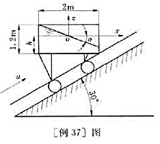 矩形水箱高1.2m,长2m,装上轮子,在与水平面成30°倾角的斜面上把水运上去,如[例37]图所示.