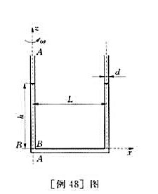 等内径d的U形管如[例48]图所示,d=20mm,L=100cm,其中盛有体积为V=570cm3的水