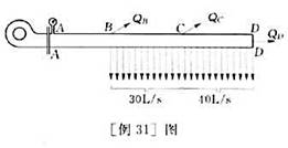 如[例31]图所示的等直径三级等长度的铸铁管AB、BC、CD.已知总长L=600m,直径d=0.25