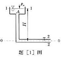 水从水塔A经管道流出,如题[1]图所示.已知管径d=10cm,管长L=250m,粗糙系数n=0.01