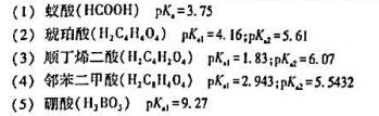 下列各酸（假设浓度均为0.1000mol·L体积为20.00mL)，哪些能用0.1000mol·L-