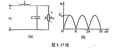 题5.17图（a)所示电路中,L=5H,C=10μF,负载电阻R=2000Ω.激励信号的波形如题5.