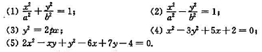 写出下列二次曲线的矩阵A以及F1（x,y),F2（x,y),F（x,y);写出下列二次曲线的矩阵A以