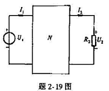 设在题2-19图所示电路中,N为仅由电阻组成的无源线性网络.当R2=2Ω,Us=6V时,测得I1=2
