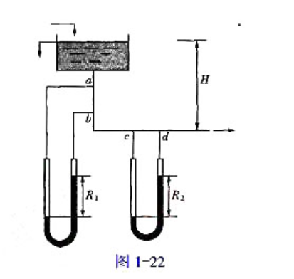 如图1-22所示的管路上装有一个阀门，如减小阀门的开度。试讨论：（1)液体在管内的流速及流量的变如图