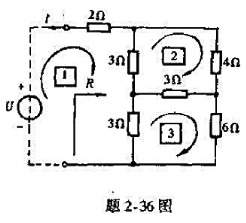 无源二端网络的端口等效电阻也可采用在输入端施加电压源,从而寻求输入电流响应的方法来推求,如题2-36