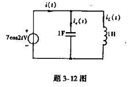求题3-12图中当iL（0)=0时电压源输出的电流i（t).求题3-12图中当iL(0)=0时电压源