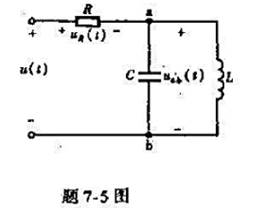 已知题7-5图所示电路中的R=100Ω,ωL=1/ωc=200Ω,u（t)=[20+200sinωt