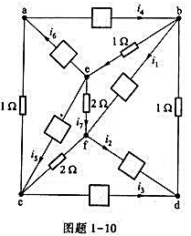 电路如图题1-10所示.已知i6=5A.求其余各支路电流以及 如果少给一个电流条件,例如i6,本电路