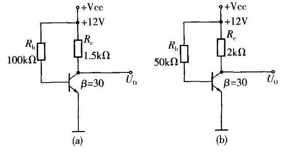 试说明在图E2-1所示各电路中半导体三极管的工作状态。