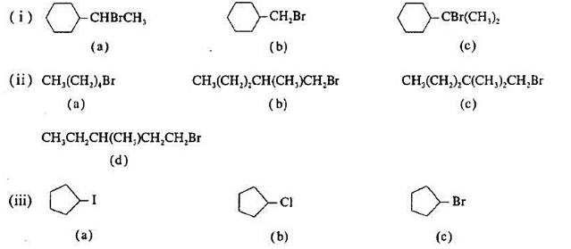 请比较下列各组化合物进行SN2反应时的反应速率.