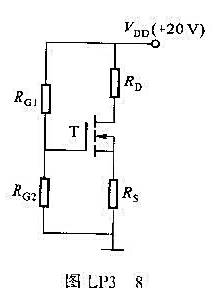 一N沟道EMOSFET组成的电路如图LP3-8所示,要求场效应管工作于饱和区,已知管子参数设λ=0,