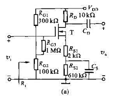 共源放大电路如图LT4-14（a)所示,已知场效应gm=1mS,rd=200kΩ.（1)画出交流等效