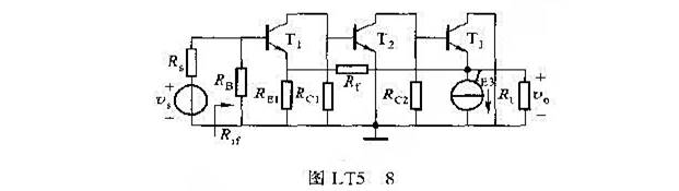 电压串联负反馈放大器交流通路如图LT5-8所示,已知二极管gm=77mS,β=100,Av=500,