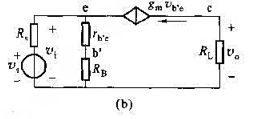 在共基放大电路的基极接入电阻RB,其交流通路如图LP4-19（a)所示,试画出交流等效电路,若r在共