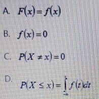 若随机变量x的概率密度函数为f（x)，则对任意实数x，有（)。