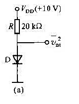 由二极管D和电阻R串联组成如图LP4-74（a)所示电路,若考虑二极管的散弹噪声和电阻热噪声,试求在
