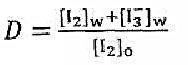 在有过量工时，碘在水溶液中的存在形式主要是Ⅰ2-，亦有少量I2，而被有机溶剂萃取的是Ⅰ2，分配比D可