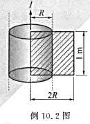 一无限长圆柱形铜导体（磁导率μ0)，半径为R，通有均匀分布的电流I，今取一矩形平面S（长为1m，宽一