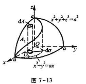 求半球面 含于柱面x2+y2=ax内部的那一部分的面积.求半球面 含于柱面x2+y2=ax内部的那一