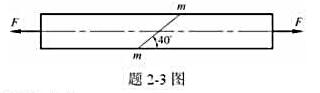 图示轴向受拉等截面杆，横截面面积A=500mm2，载荷F=50kN。试求图示斜截面m-m上的正应力与