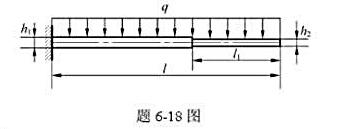 图示矩形截面阶梯梁，承受均布载荷q作用。已知截面宽度为b，许用应力为[σ]。为使梁的重量最轻，试确定