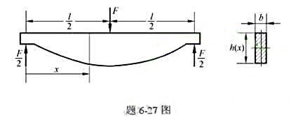 图示简支梁，跨度中点承受集中载荷F作用。已如许用应力为[σ]，许用切应力为[τ]，若横截面的宽度b保