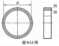 图示组合圆环，内、外环分别用铜与钢制成，已知铜环与钢环的壁厚分别为δ1与δ2，交接面的直径为D，铜与