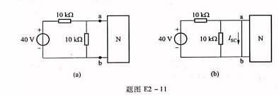 已知电路如题图E2-11（a)、（b)所示，从图（a)得知Uab=10V，从图（b)得知a、b两点之
