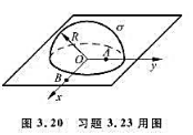 在Oxy面上倒扣着半径为R的半球面，半球面上电荷均匀分布，电荷面密度为σ，如图3.20所示，A点的坐
