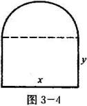 某地区防空洞的截面拟建成矩形加半圆（图3-4).截面的面积为5m2.问底宽x为多少时才能使截某地区防