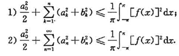 证明.若函数f（x)在区间[-π,π]可积,且ak,bk,是函数f（x)的傅里叶系数,则有不等式后者