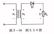 整流电路如图5-14所示，已知负载的端电压U=110V，负载电阻R1=55Ω问变压器二次电压为多少？
