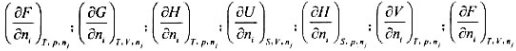指出下列式子中哪个足偏摩尔量，哪个是化学势？