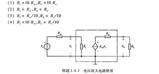 电压放大电路 模型如图题1.4.1（主教材图1.4.2a)所示，设输出开路电压增益Aro=10。试分
