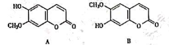 从某一药用植物中分离得到一个化合物（其结构式是以下A或B中的一个)，其氢谱数据如下：1HNM从某一药