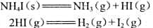 在一个抽空的容器中，放入过量的NHI（s)并发生下列反应:系统的相数φ=（);组分数K=（); 自由