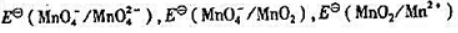 由附表六中查出酸性溶液中（1)颐出锰元素在酸性溶液中的元素电势图;（2)计算（3)MnO42-⊕由附