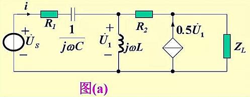 图示电路中，=10∠-45°V，ω=103rad/s，R1=1Ω，R2=2Ω，L=0.4mH，C1=