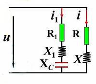 图示正弦交流电路中，U=120V，超前于相位90°，R+jX=11+j8，R1+jX1=30+j50
