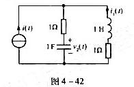 如图4-42所示电路（1)若初始无储能,信号源为i（t),为求i1（t)（零状态响应),列写转移函数