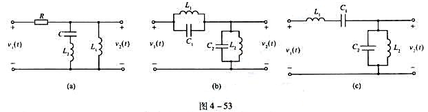 写出图4-53所示网络的电压转移函数.讨论其幅频响应特性可能为何种类型.写出图4-53所示网络的电压