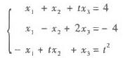 当t为何值时，线性方程组有无穷多解？并求出此时方程组的全部解，用其导出组的基础解系表示。当t为何值时