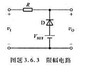 电路如图题3.6.3（主教材图3.4.10a中翻转二极管方向)所示，R=1千欧，VREF=5V，二极