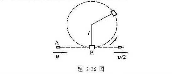 质量为m的弹丸A穿过如图所示的摆锤B后，速率由v减少到v/2，已知摆锤的质量为m，摆线长度为l，如果