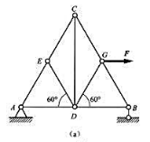 题4-62图（a)所示桁架中，ABC为等边三角形。求杆CD的内力。题4-62图(a)所示桁架中，AB