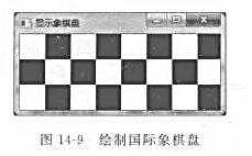 编写一个程序，显示国际象棋盘，其中每个黑白单元格都是一个填充了黑色或白色的Rectangle对象，如