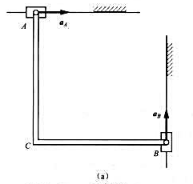 题7-22图（a)所示直角刚性杆，AC=CB=0.5m。设在图示瞬时，两端滑块沿水平与铅垂轴的加速度