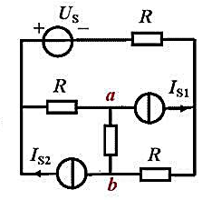 在图示电路中，当Us=16V时， Uab=8V， 试用叠加原理求Us=0时的Uab。请帮忙给出正确答