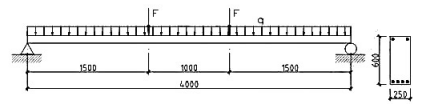 图5-51所示的钢筋混凝土简支粱，集中荷载设计值F=120kN，均布荷载设计值（包括梁自重)q=10